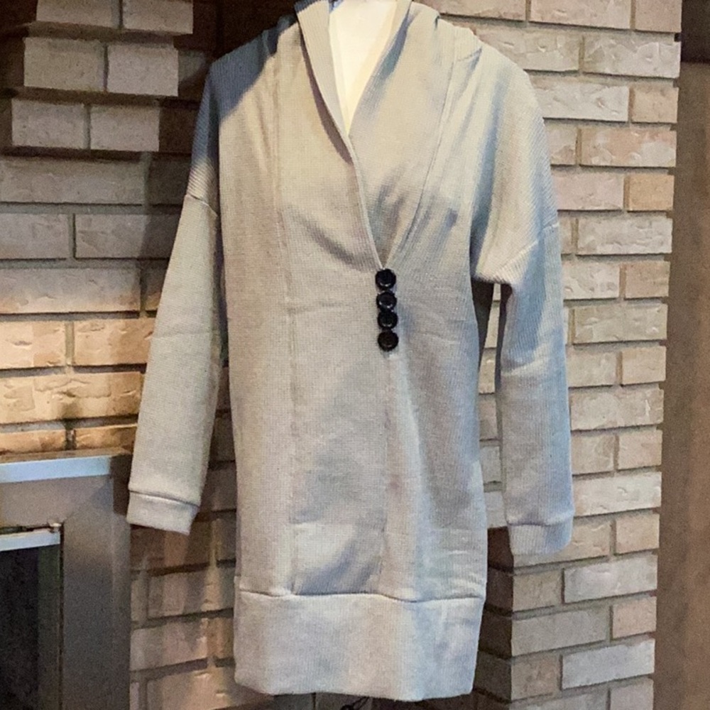 Cupshe gray Knit hooded hoodie Sweater dress